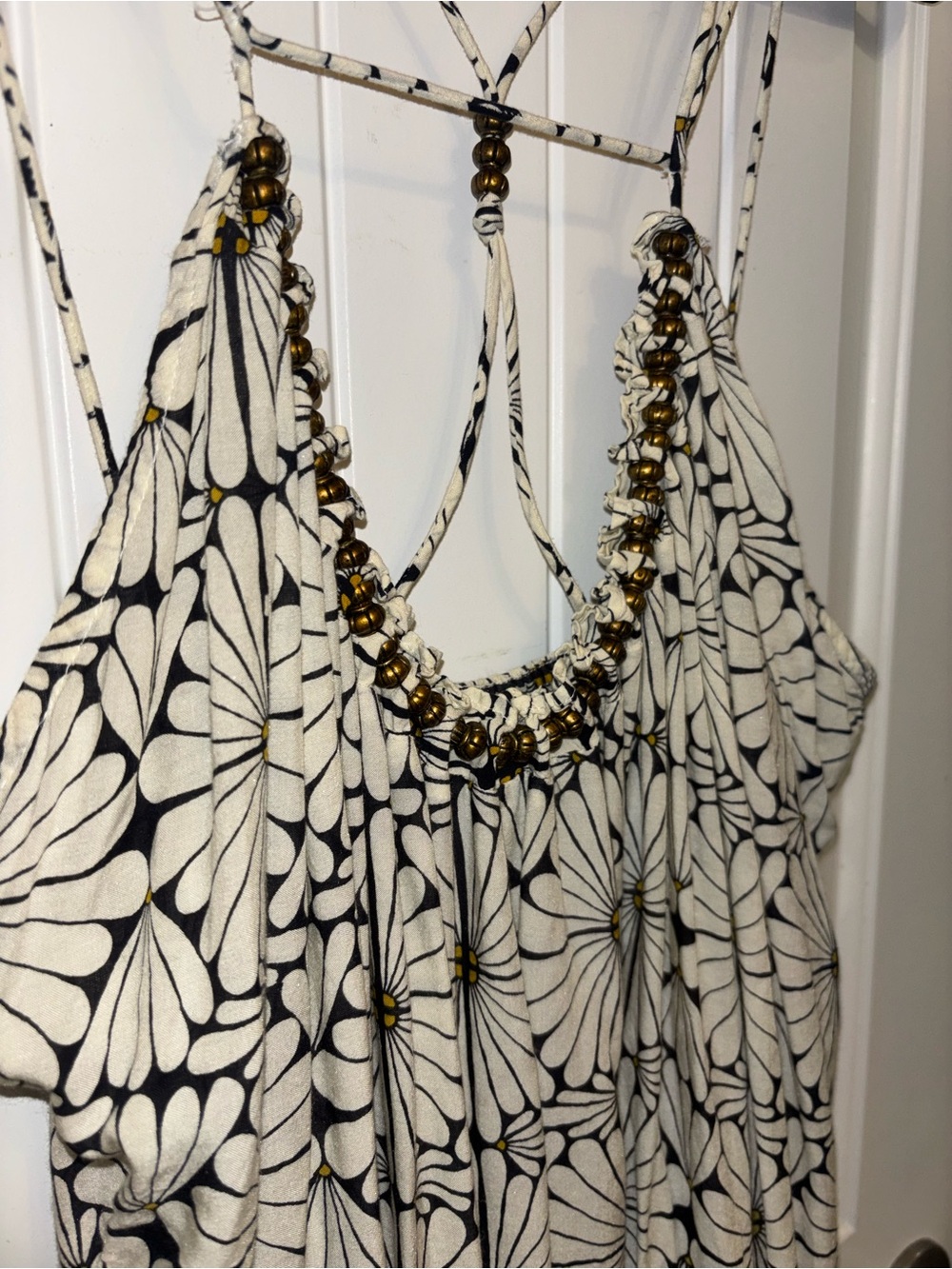 Parrot Paints for Anthropologie Kenzie Beaded Mini Dress in black white MP - Picture 5 of 11